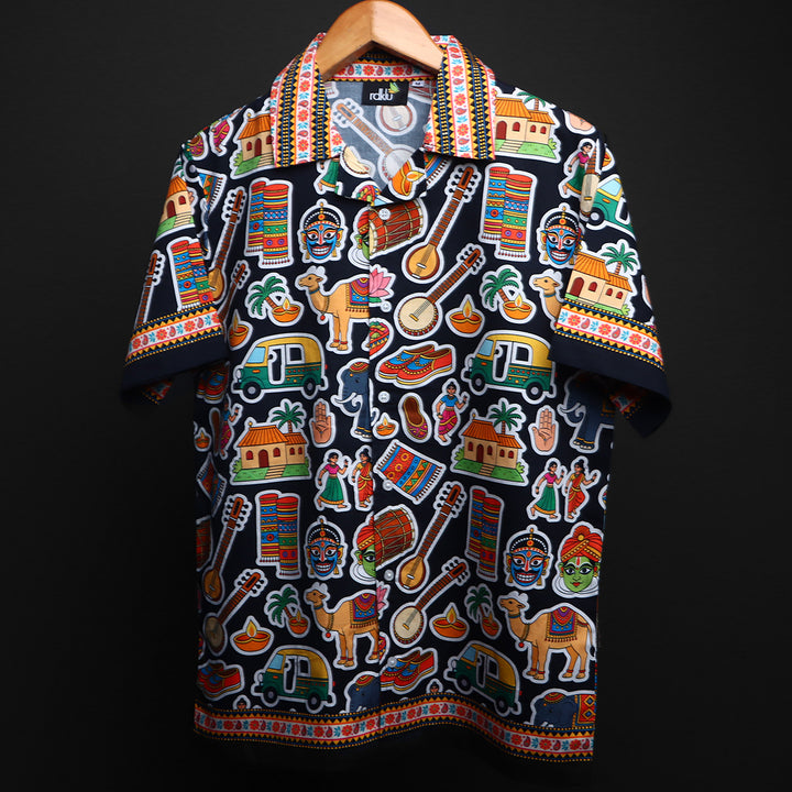 Rang - Unisex Printed Cuban Collar Shirt #157