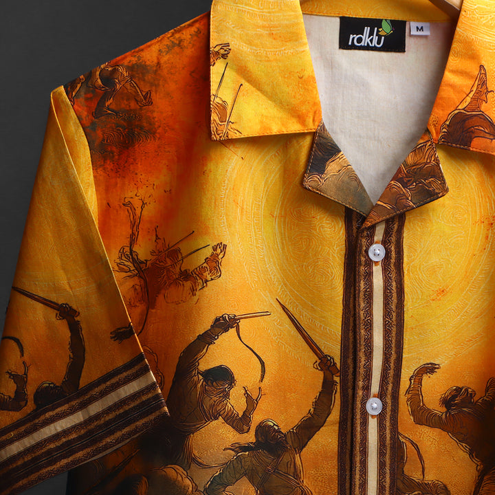RESISTANCE * Cuban Collar Shirt For Men #135