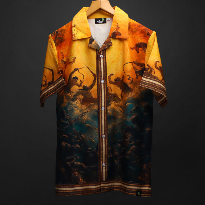 RESISTANCE * Cuban Collar Shirt For Men #135