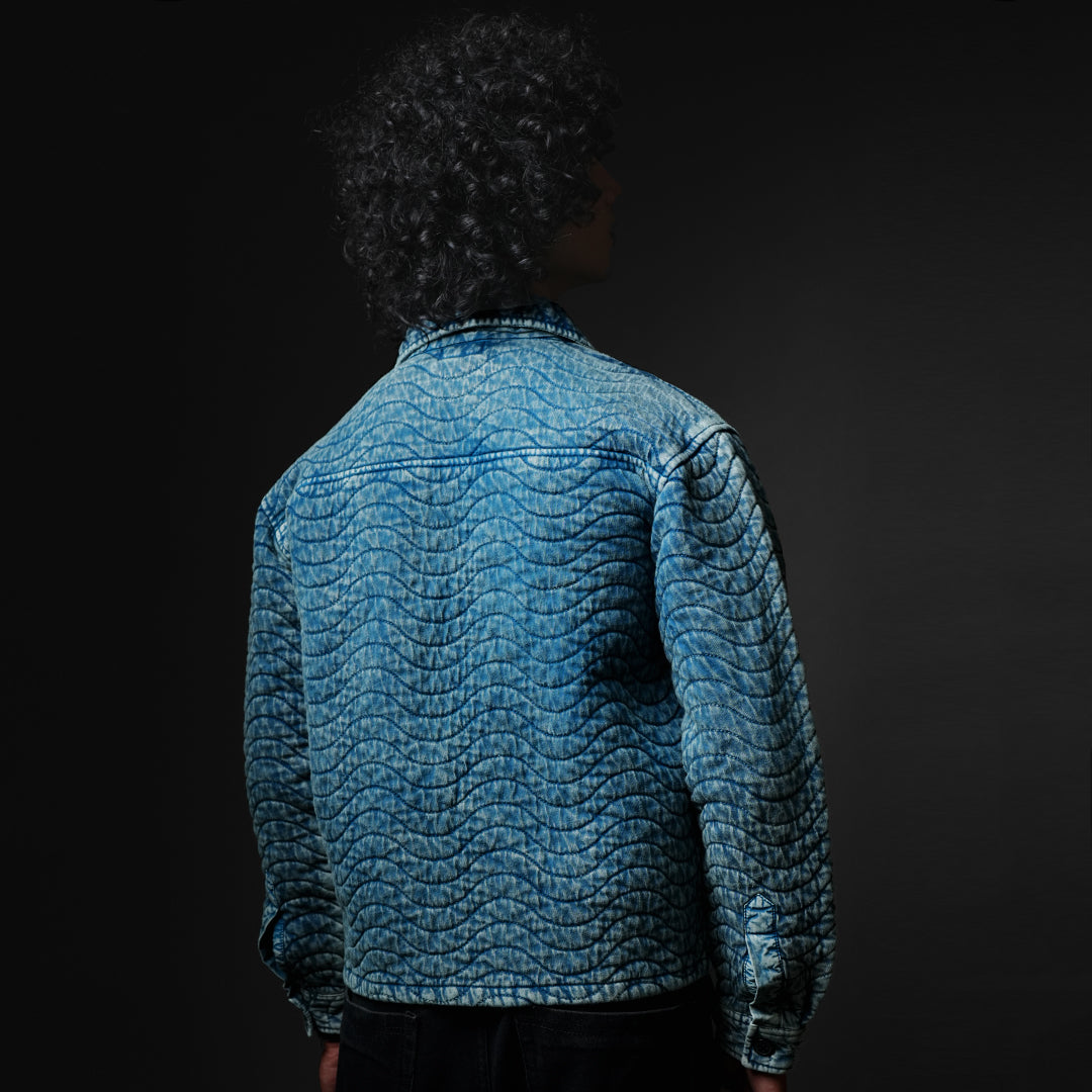 Blue Reverie* Quilted Acid Wash Jacket #17