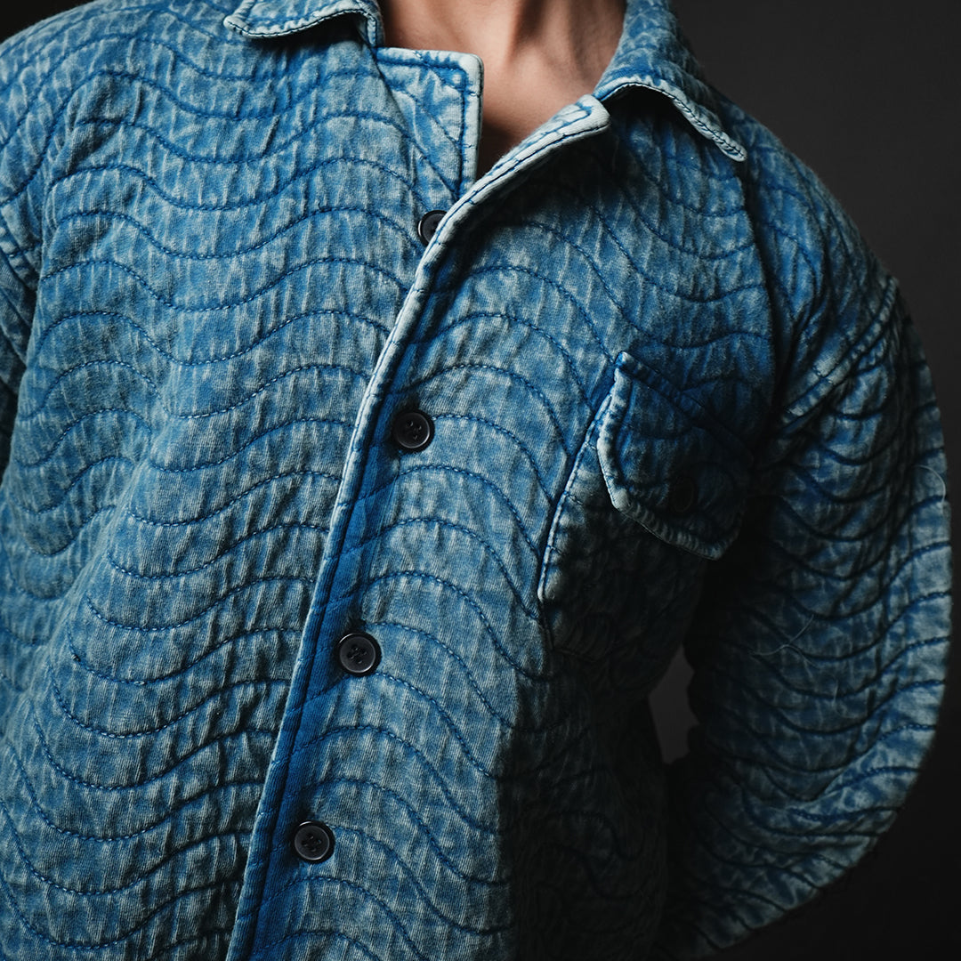 Blue Reverie* Quilted Acid Wash Jacket #17