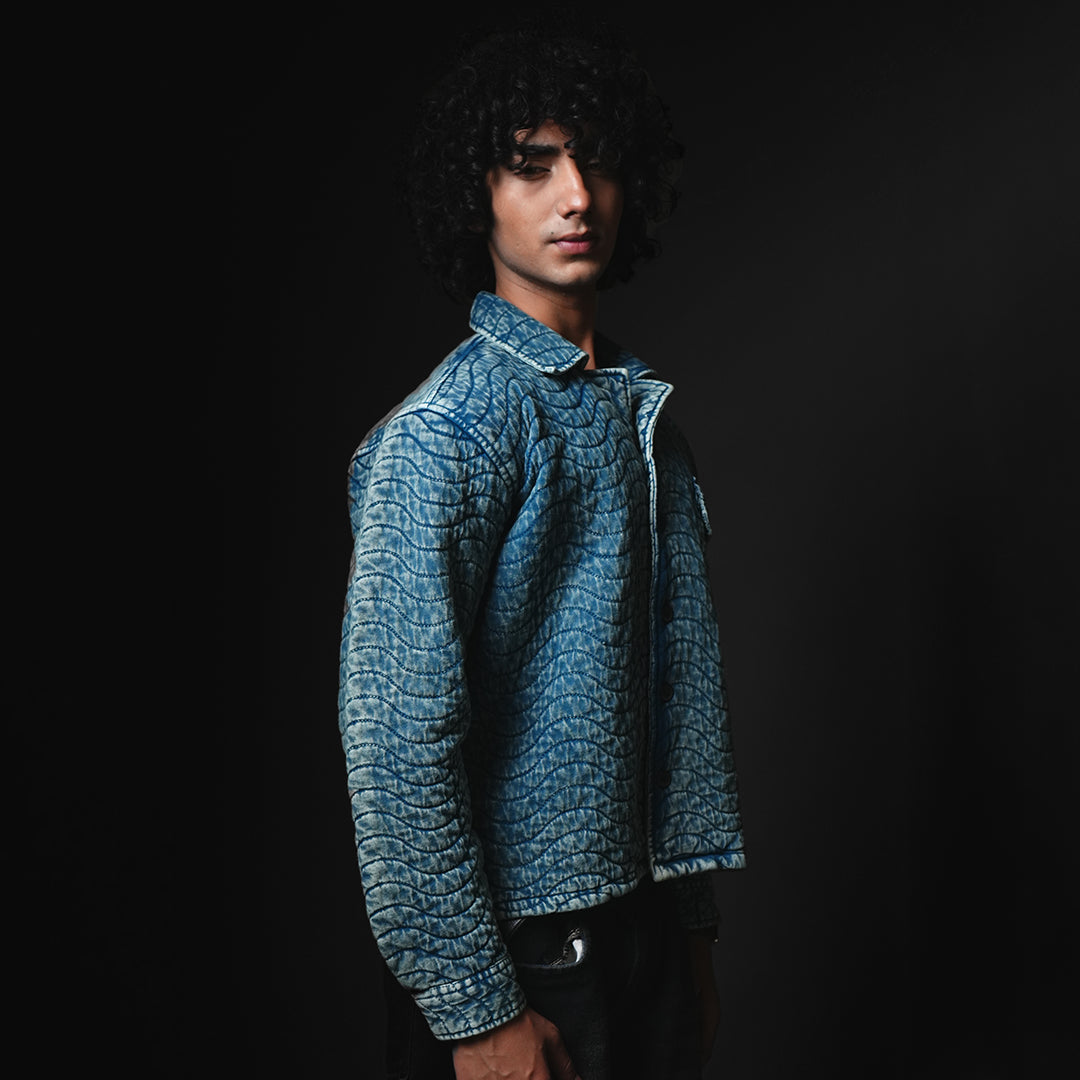 Blue Reverie* Quilted Acid Wash Jacket #17