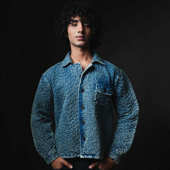 Blue Reverie* Quilted Acid Wash Jacket #17