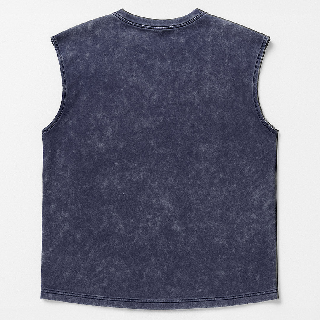 WASHED OUT PRINTED SLEEVELESS VEST #27
