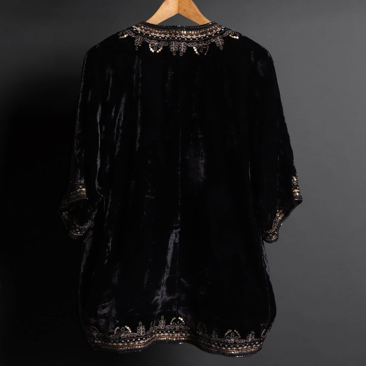 BLACK KIMONO VELVET JACKET #1