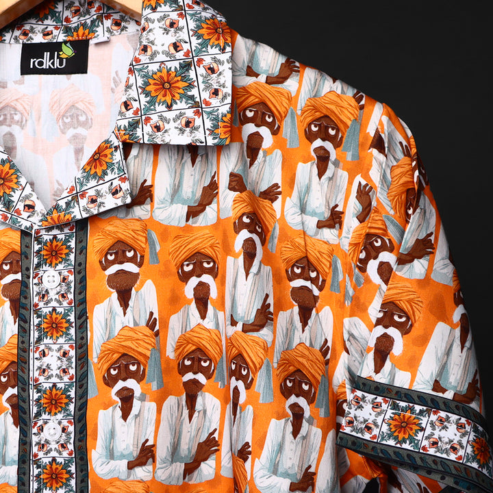 Printed Cuban Collar Shirt  #151