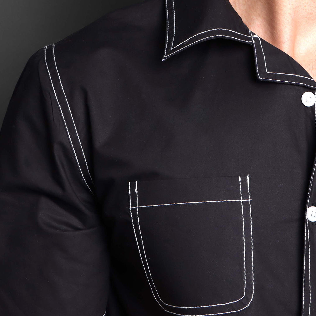 Noir Blanco - Prime Cuban Collar Shirt #3