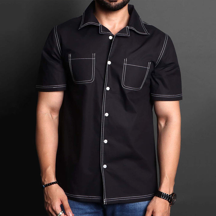 Noir Blanco - Prime Cuban Collar Shirt #3