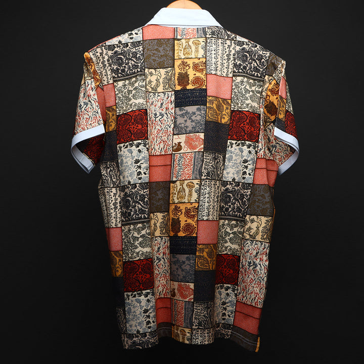 Mens Cotton Printed Polo Tee#28