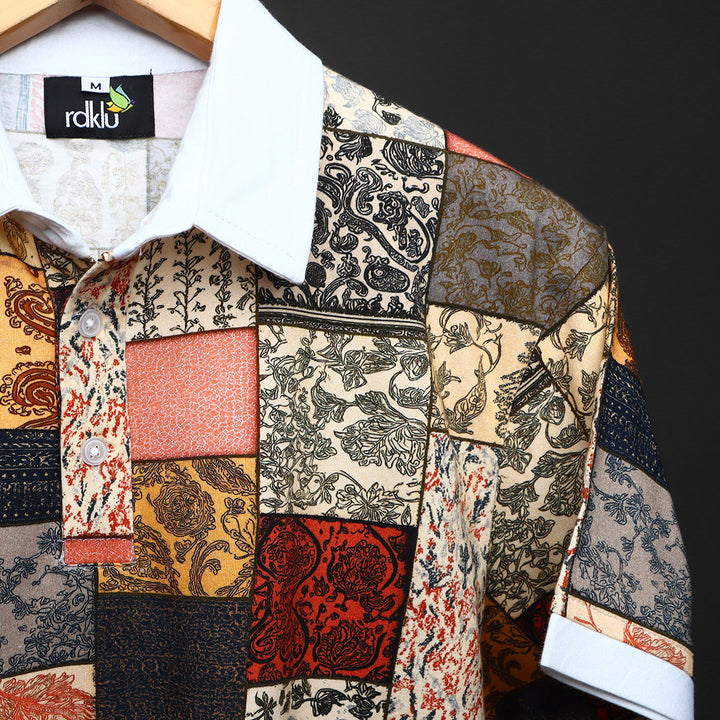 Mens Cotton Printed Polo Tee#28