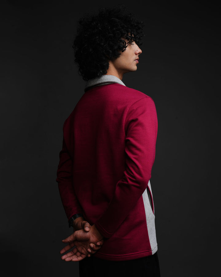 Merlot* Colourblock  zipper Sweatshirt #16