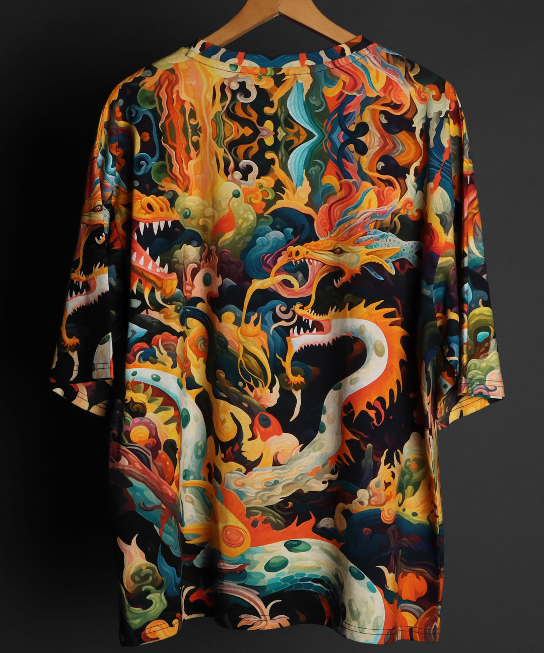 Printed Oversized Tee - QILIN * MEN'S COTTON PRINTED OVER SIZE TEE#65