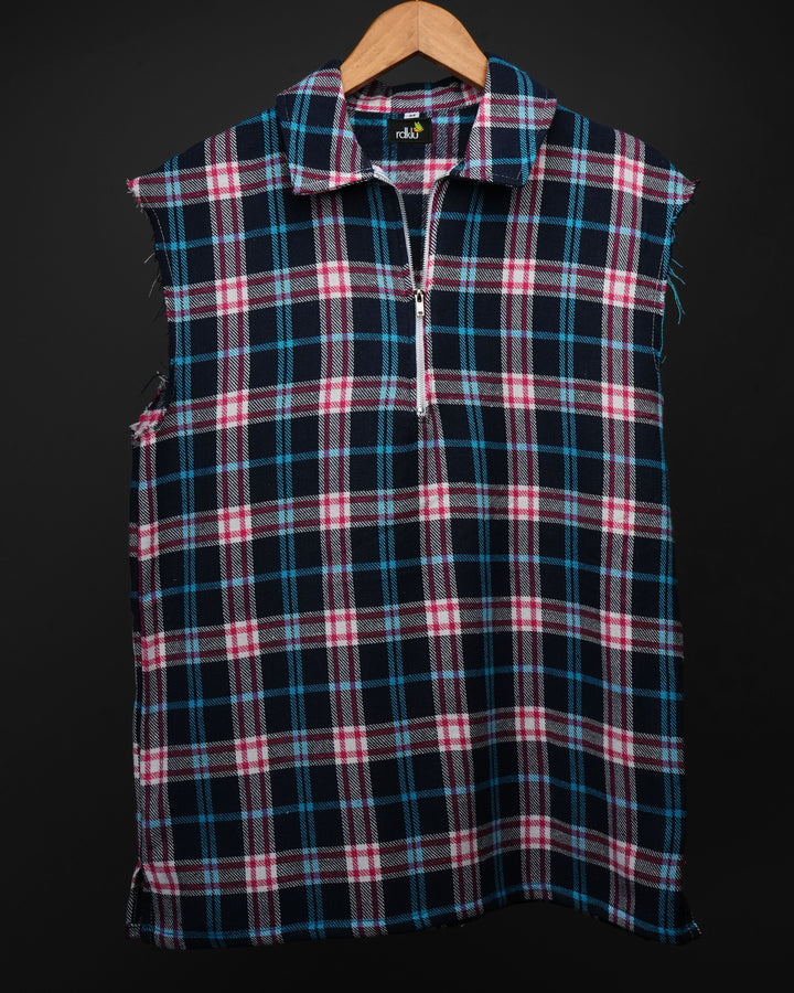 Sleevless * Flannel Zip Shirt #176