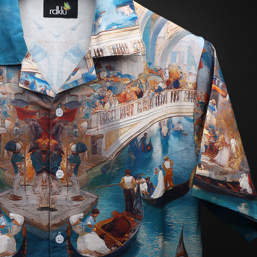 Printed Cuban Collar Shirt For Men #146