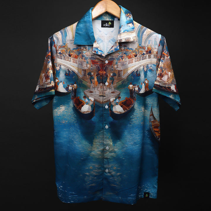 Printed Cuban Collar Shirt For Men #146