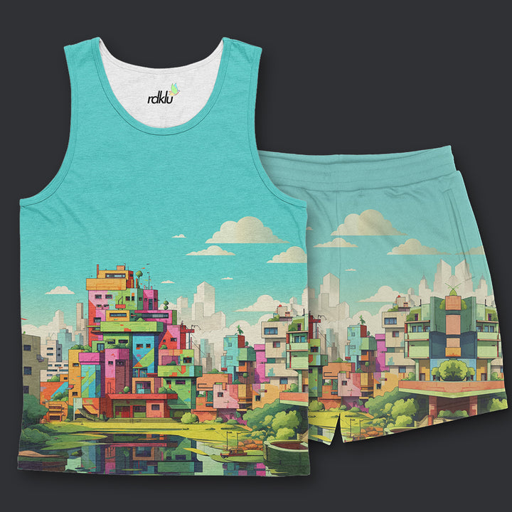 PRINTED SANDO & SHORT CO-ORD SET#8