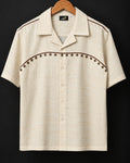 Ivory* Eyelet Boxy Cuban shirt #198