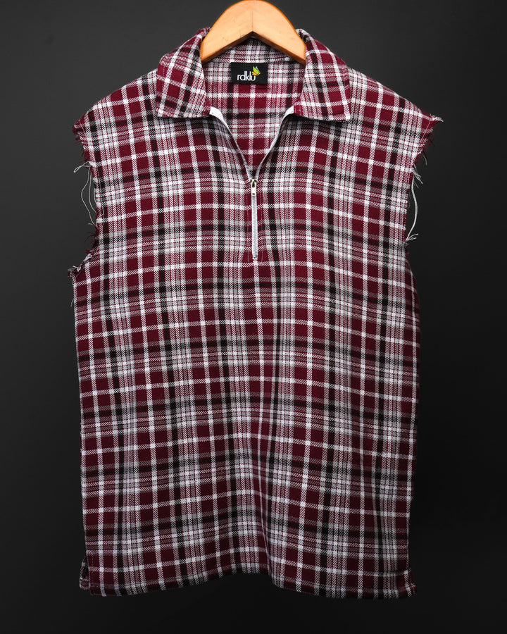 Sleevless * Flannel Zip Shirt #174