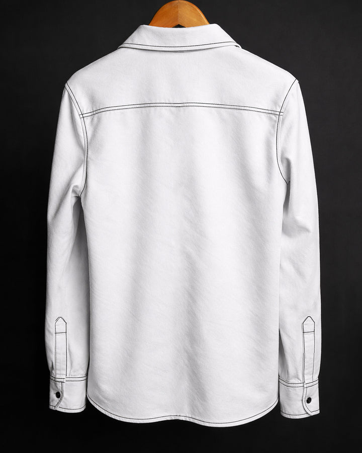 White - Suede Zip Shirt #163