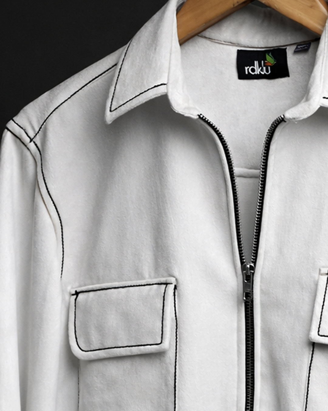 White - Suede Zip Shirt #163