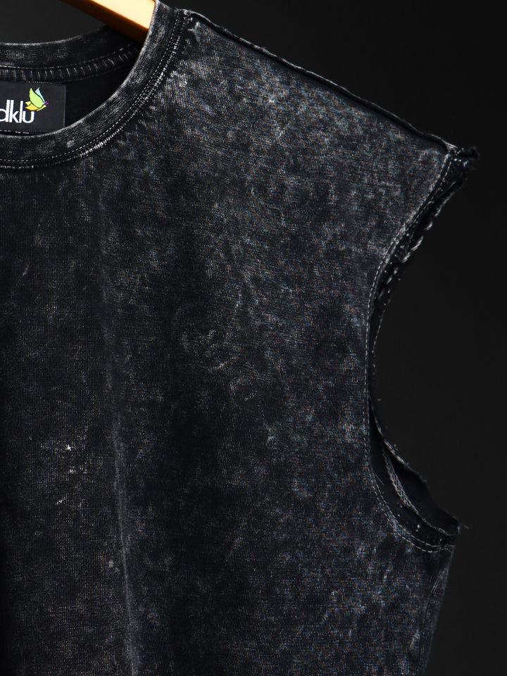 WASHED OUT RAW EDGE BASIC * Sleeveless Vest#6