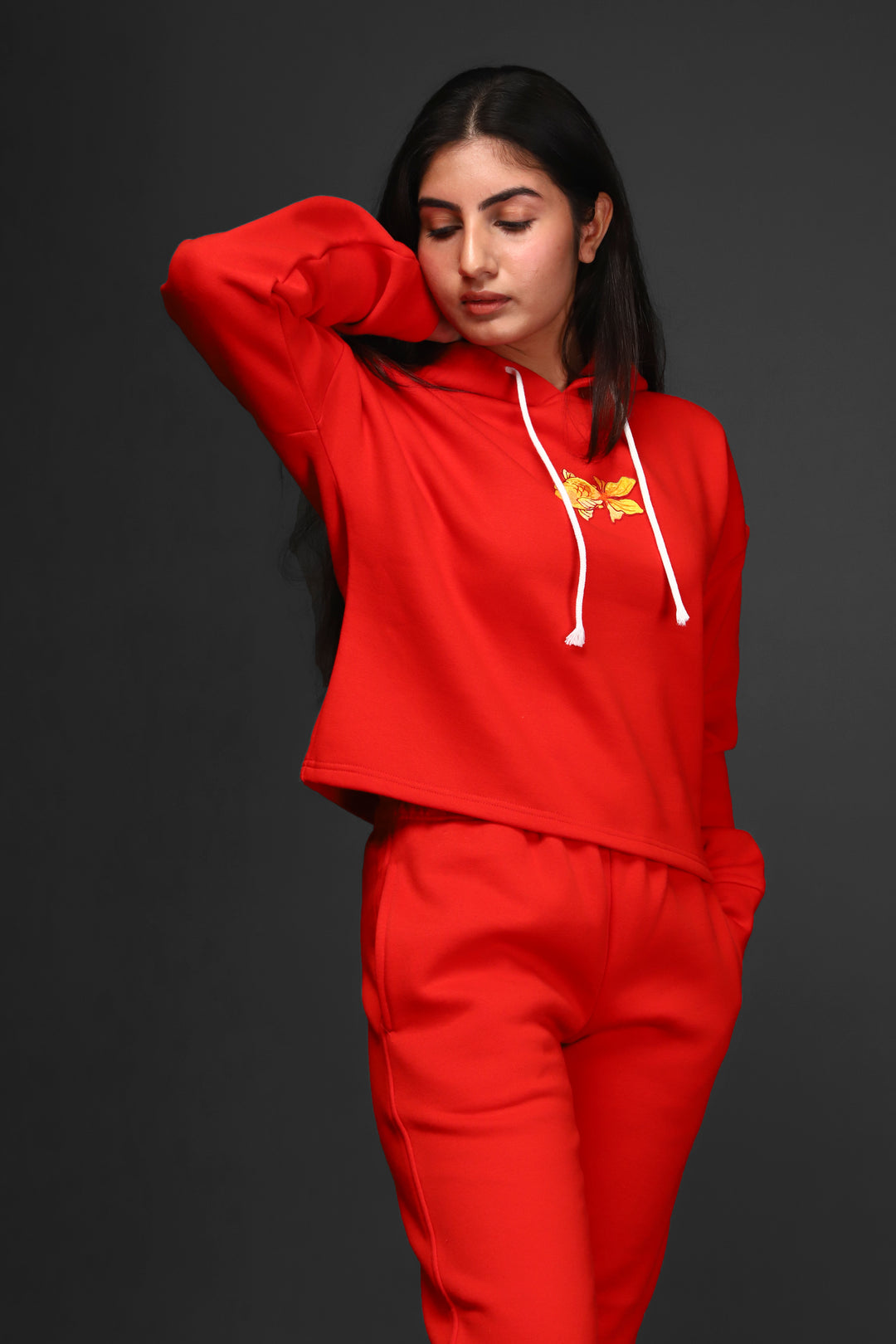 Women's Crop Hoodie Jogger Co-ord Set#4