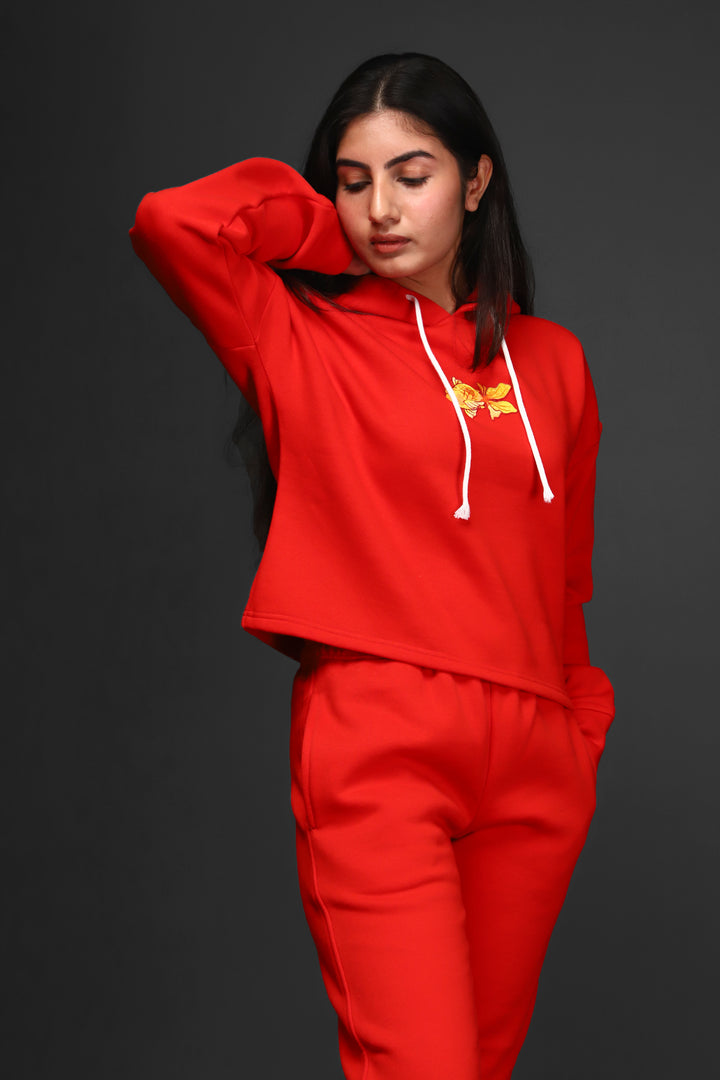 Women's Crop Hoodie Jogger Co-ord Set#4