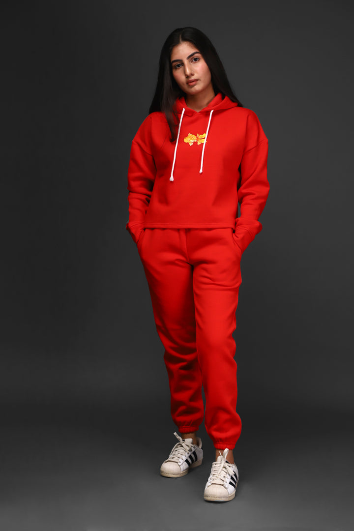 Women's Crop Hoodie Jogger Co-ord Set#4