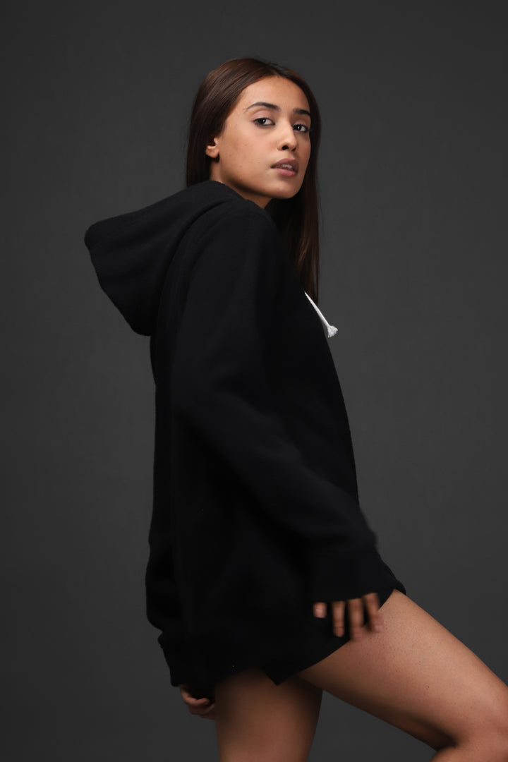 Women's Black Fur Hoodie- RDKLU#5