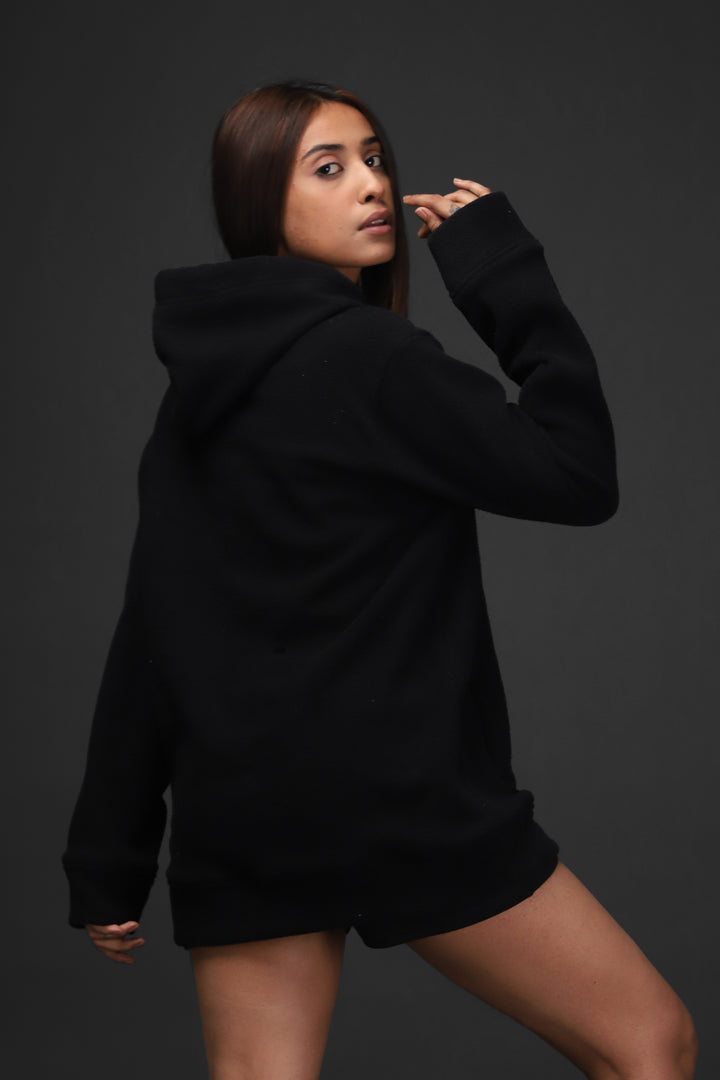 Women's Black Fur Hoodie- RDKLU#5